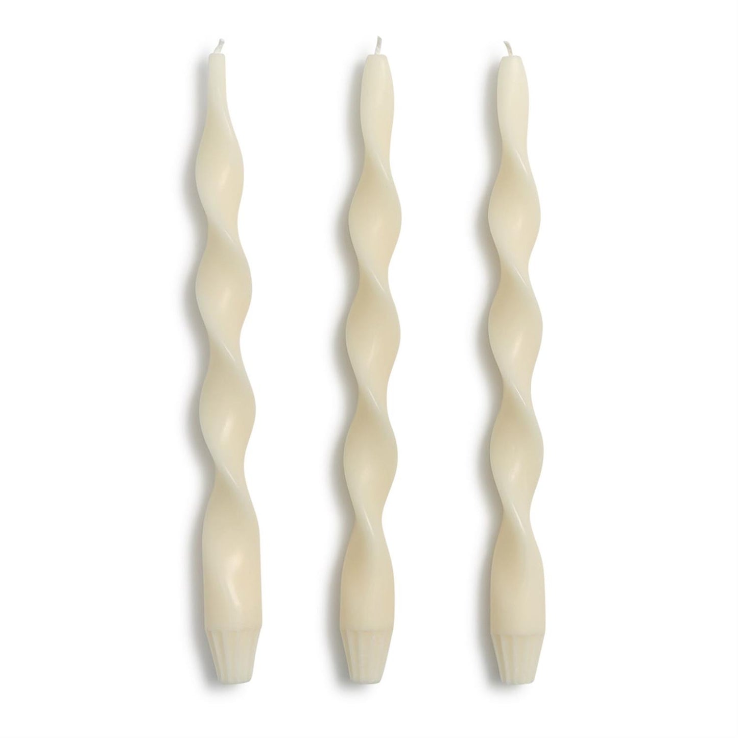 S/3 Twist and Glow Ivory 12" Twist Taper Candles in Gift Box