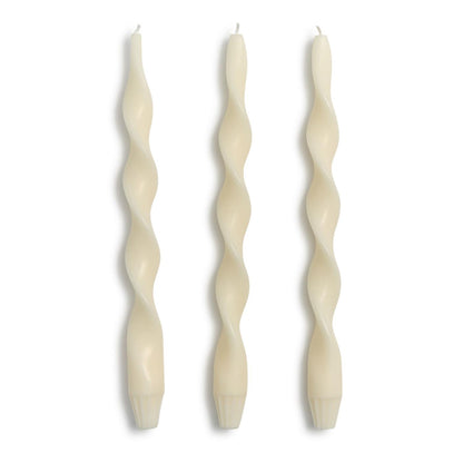 S/3 Twist and Glow Ivory 12" Twist Taper Candles in Gift Box