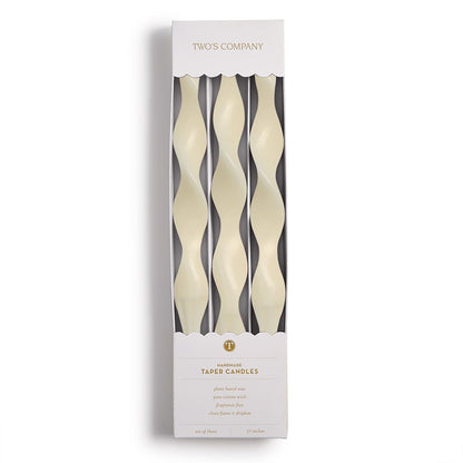 S/3 Twist and Glow Ivory 12" Twist Taper Candles in Gift Box