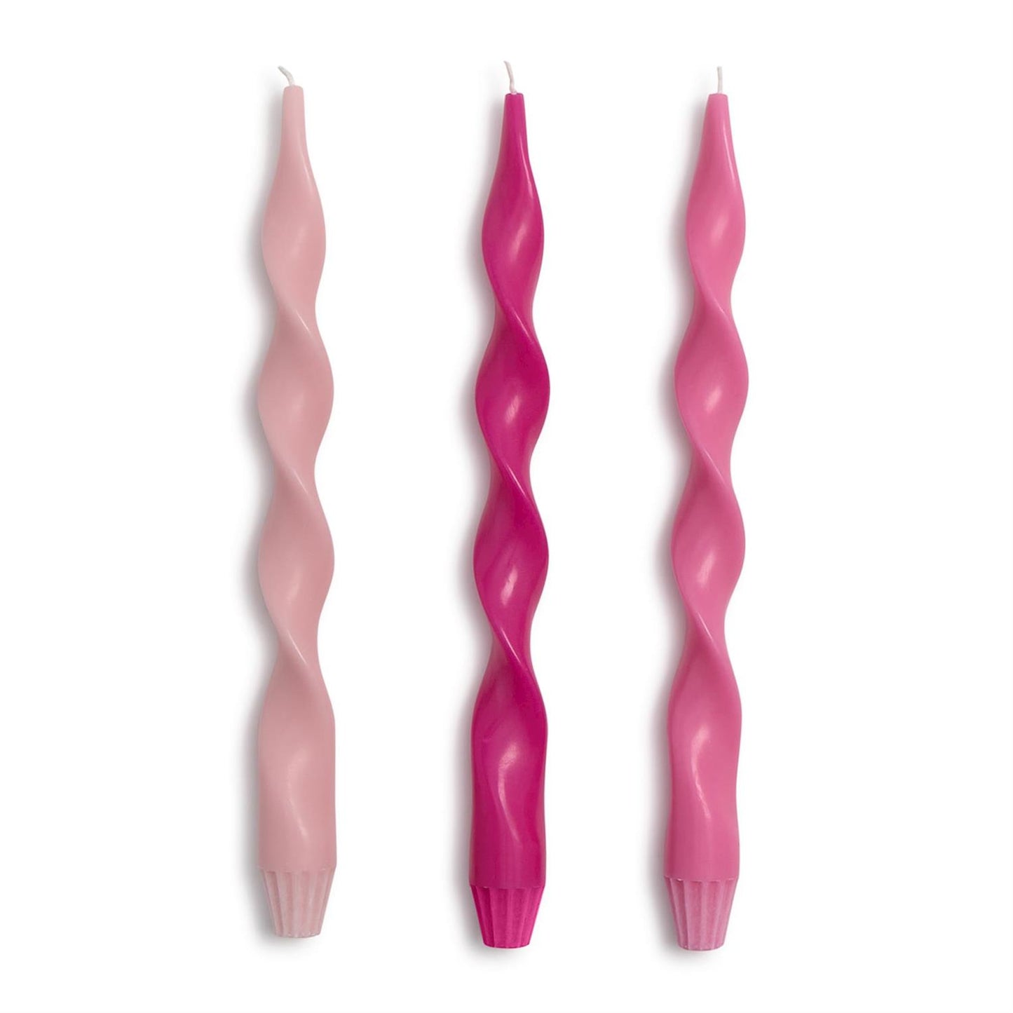 Twist and Glow Set of 3 Pink Hue 12" Twist Taper Candles in Gift Box