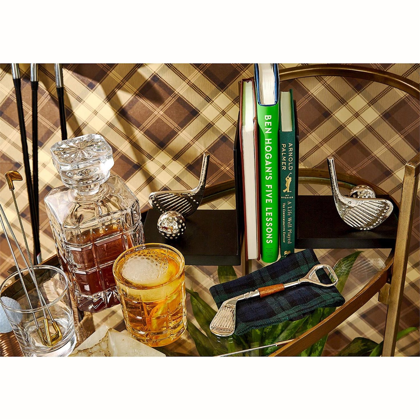 Golf Bookends with Nickel Finish