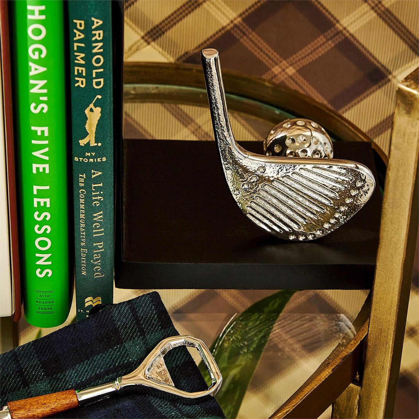 Golf Bookends with Nickel Finish