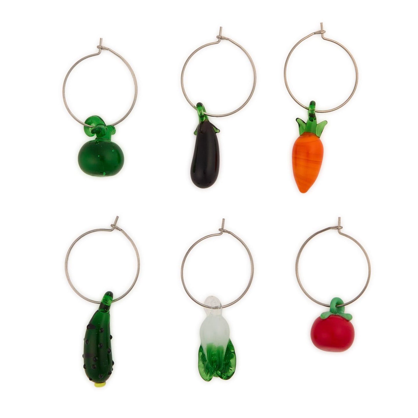 Garden Harvest Set of 6 Vegetable Wine Charms in Gift Box