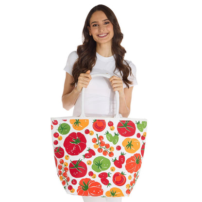 Garden Harvest Tomato Print Tote Bag