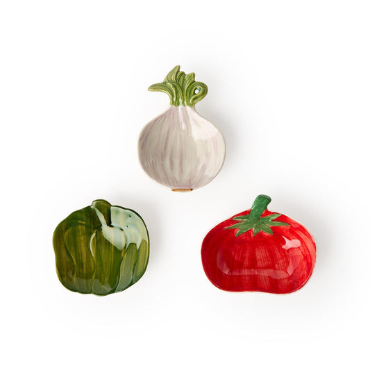 Garden Harvest Vegetable Hand-Painted Tidbit Dish/Tray