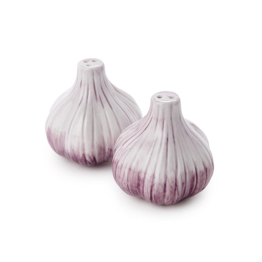 Garden Harvest Hand-Painted Garlic Salt and Pepper Shaker Set in Gift Box