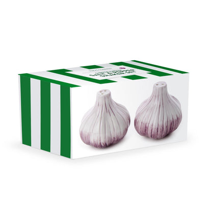 Garden Harvest Hand-Painted Garlic Salt and Pepper Shaker Set in Gift Box