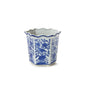 Blue Willow Hand-Painted Chinoiserie Blue and White Floral Hexagon Shape Planters