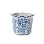 Blue Willow Hand-Painted Chinoiserie Blue and White Floral Hexagon Shape Planters