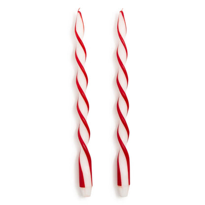 Twist and Glow Set of 2 Red Ribbon 15 3/4" Twist Taper Candles in Gift Box