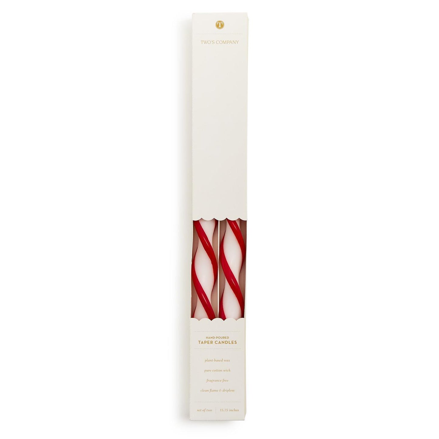 Twist and Glow Set of 2 Red Ribbon 15 3/4" Twist Taper Candles in Gift Box
