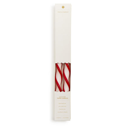 Twist and Glow Set of 2 Red Ribbon 15 3/4" Twist Taper Candles in Gift Box