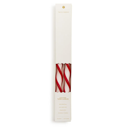 Twist and Glow Set of 2 Red Ribbon 15 3/4" Twist Taper Candles in Gift Box