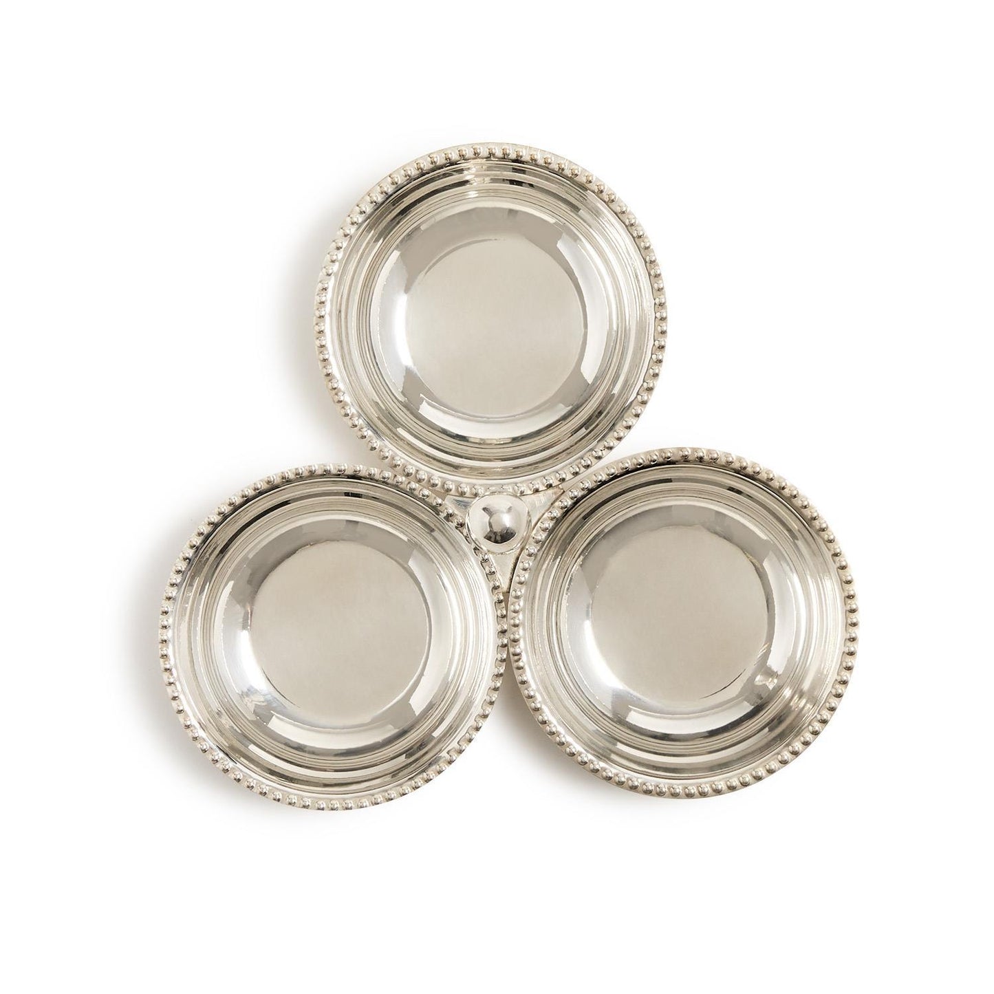 Banquet Three Section Silver Tidbit / Condiment Dish with Pole Handle