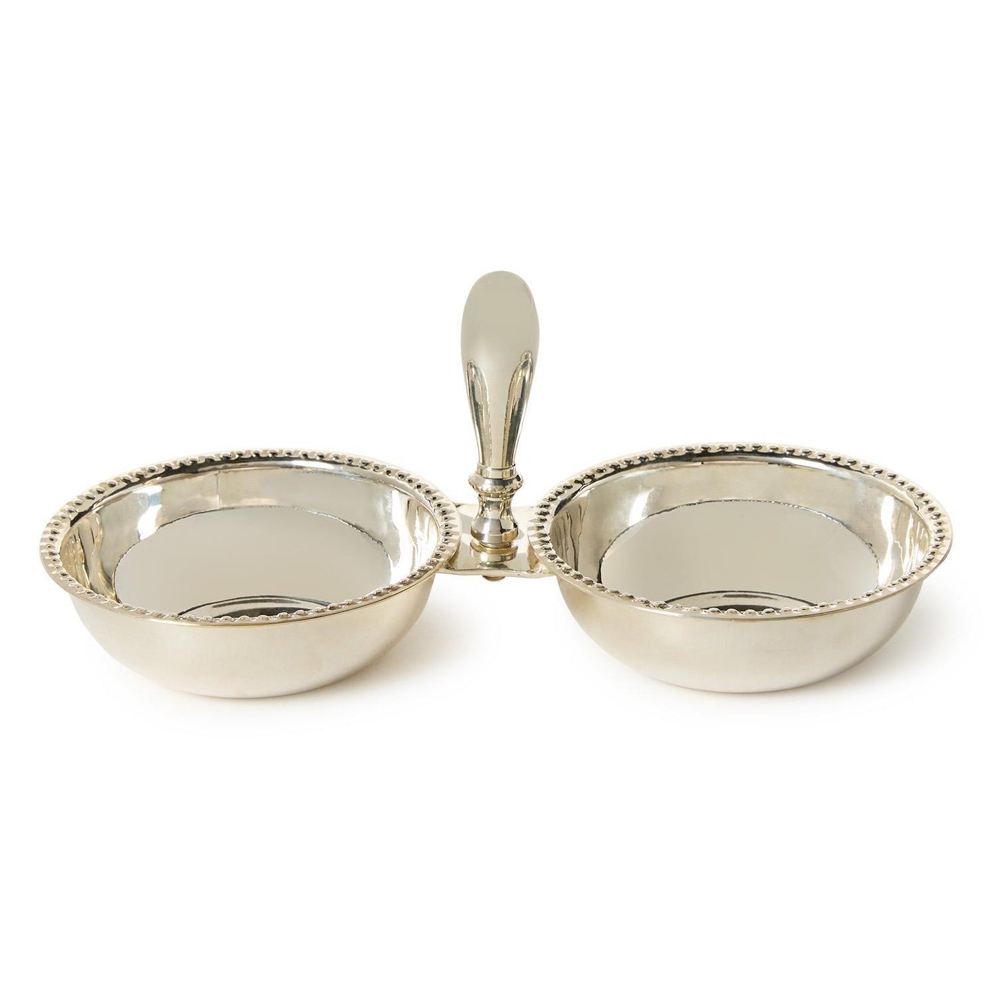 Banquet Two Section Silver Tidbit / Condiment Serving Dish with Pole Handle