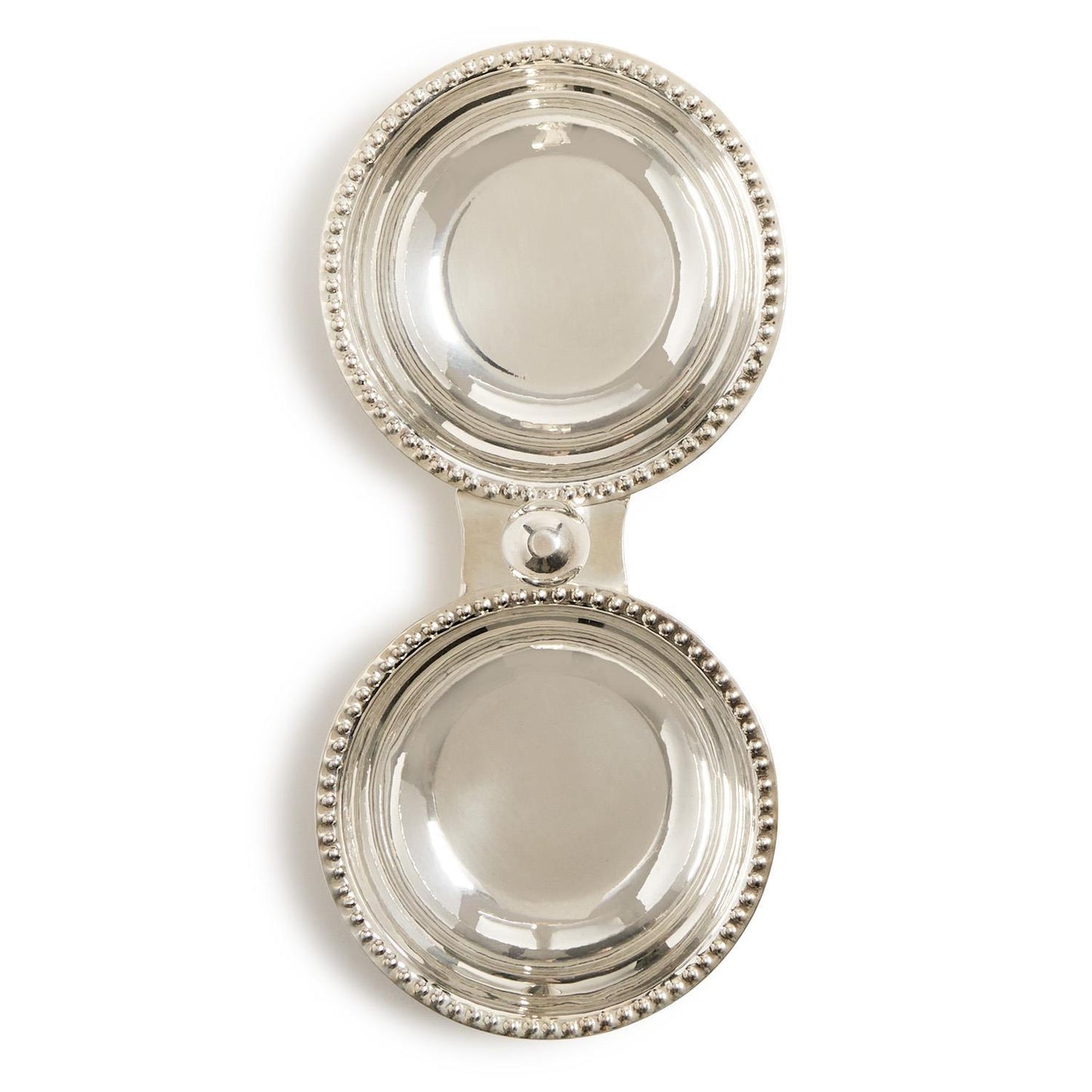 Banquet Two Section Silver Tidbit / Condiment Serving Dish with Pole Handle