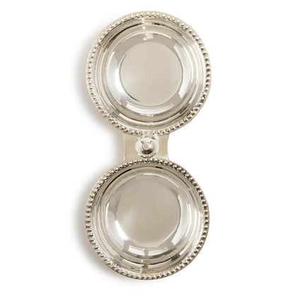 Banquet Two Section Silver Tidbit / Condiment Serving Dish with Pole Handle