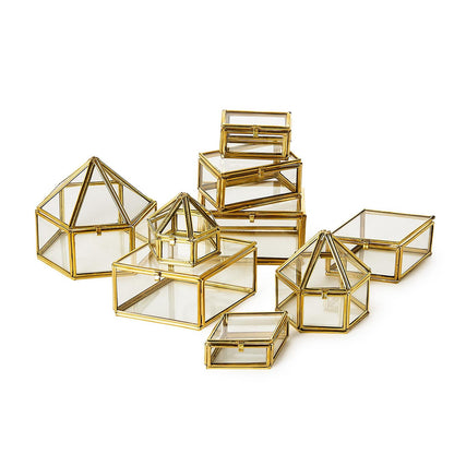 Brass and Glass Decorative Nesting Trinket Boxes