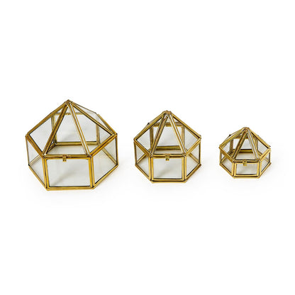 Brass and Glass Decorative Nesting Trinket Boxes