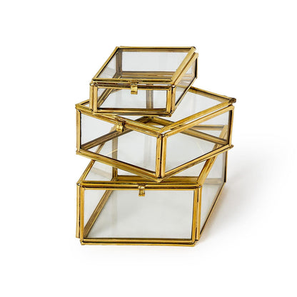 Brass and Glass Decorative Nesting Trinket Boxes