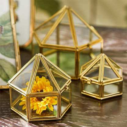 Brass and Glass Decorative Nesting Trinket Boxes