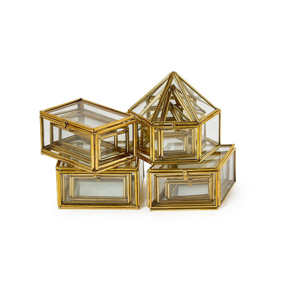 Brass and Glass Decorative Nesting Trinket Boxes