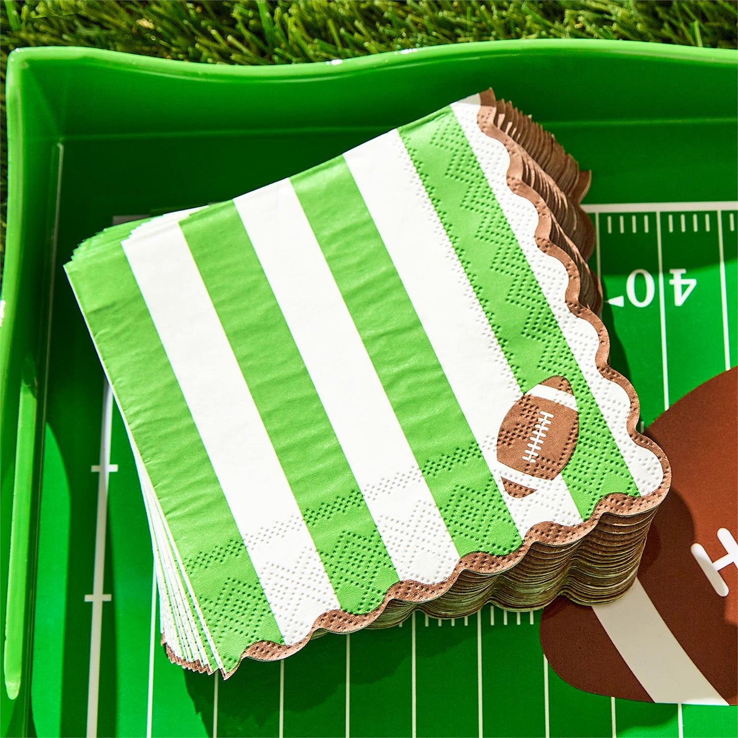 Game Day 3-Ply Scalloped Edge Cocktail Paper Napkin
