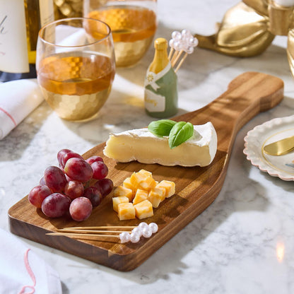 Champagne Bottle Charcuterie / Dessert Serving Board with 20 Pearl Picks