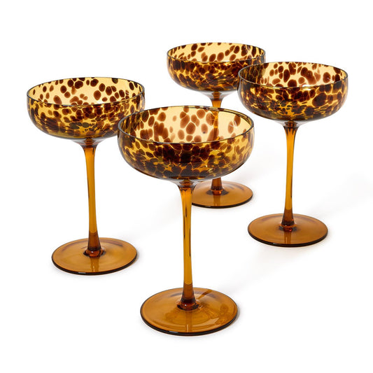 Tortoise Print Coupe Glass
