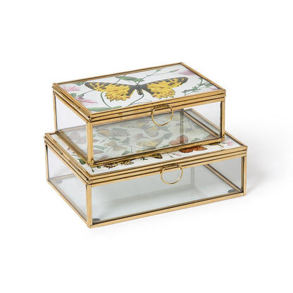 Glass and Brass Hand-Crafted Photo Frame Keepsake Box Holds Photos