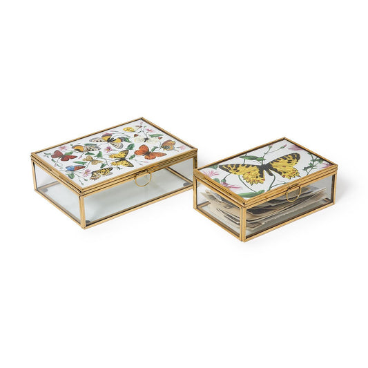Glass and Brass Hand-Crafted Photo Frame Keepsake Box Holds Photos