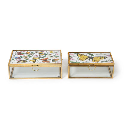 Glass and Brass Hand-Crafted Photo Frame Keepsake Box Holds Photos