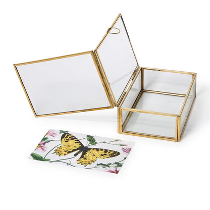 Glass and Brass Hand-Crafted Photo Frame Keepsake Box Holds Photos