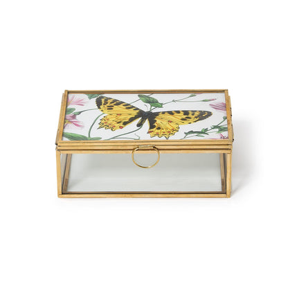 Glass and Brass Hand-Crafted Photo Frame Keepsake Box Holds Photos