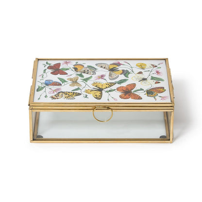 Glass and Brass Hand-Crafted Photo Frame Keepsake Box Holds Photos