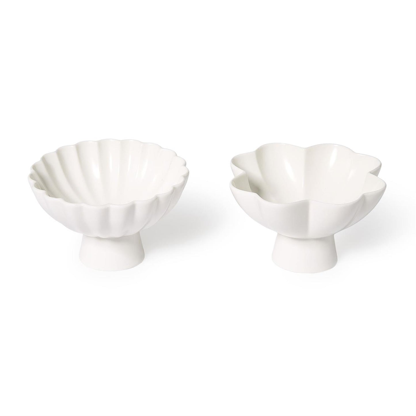 Ruffled Edge Matte White Tidbit Bowls