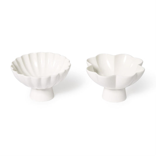Ruffled Edge Matte White Tidbit Bowls