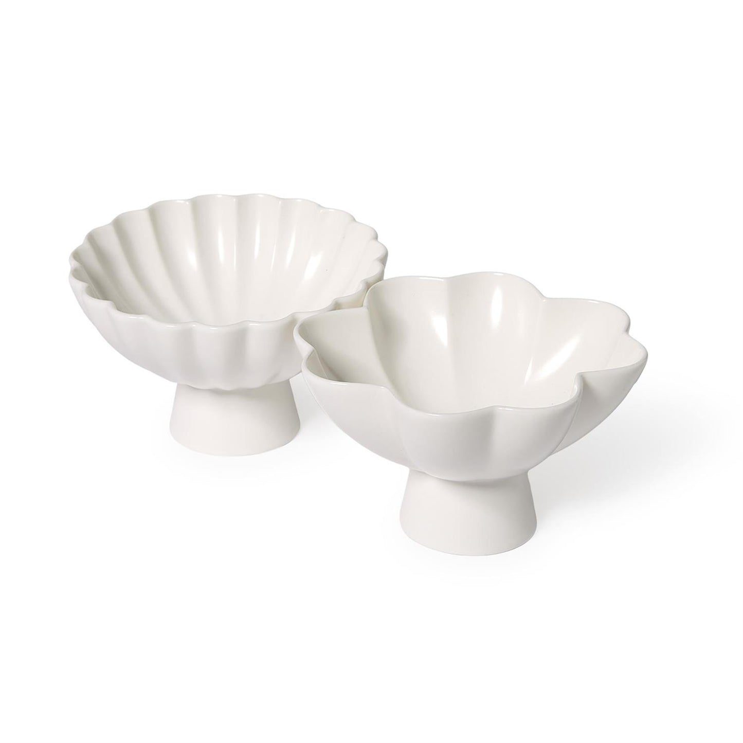 Ruffled Edge Matte White Tidbit Bowls