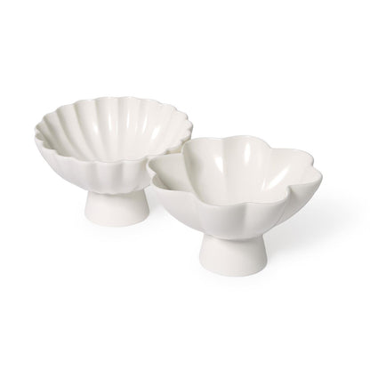 Ruffled Edge Matte White Tidbit Bowls