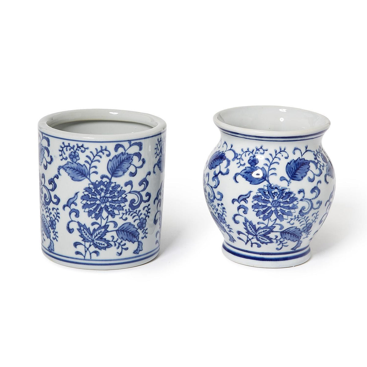 Straight and rounded chinoiserie vase shapes side by side