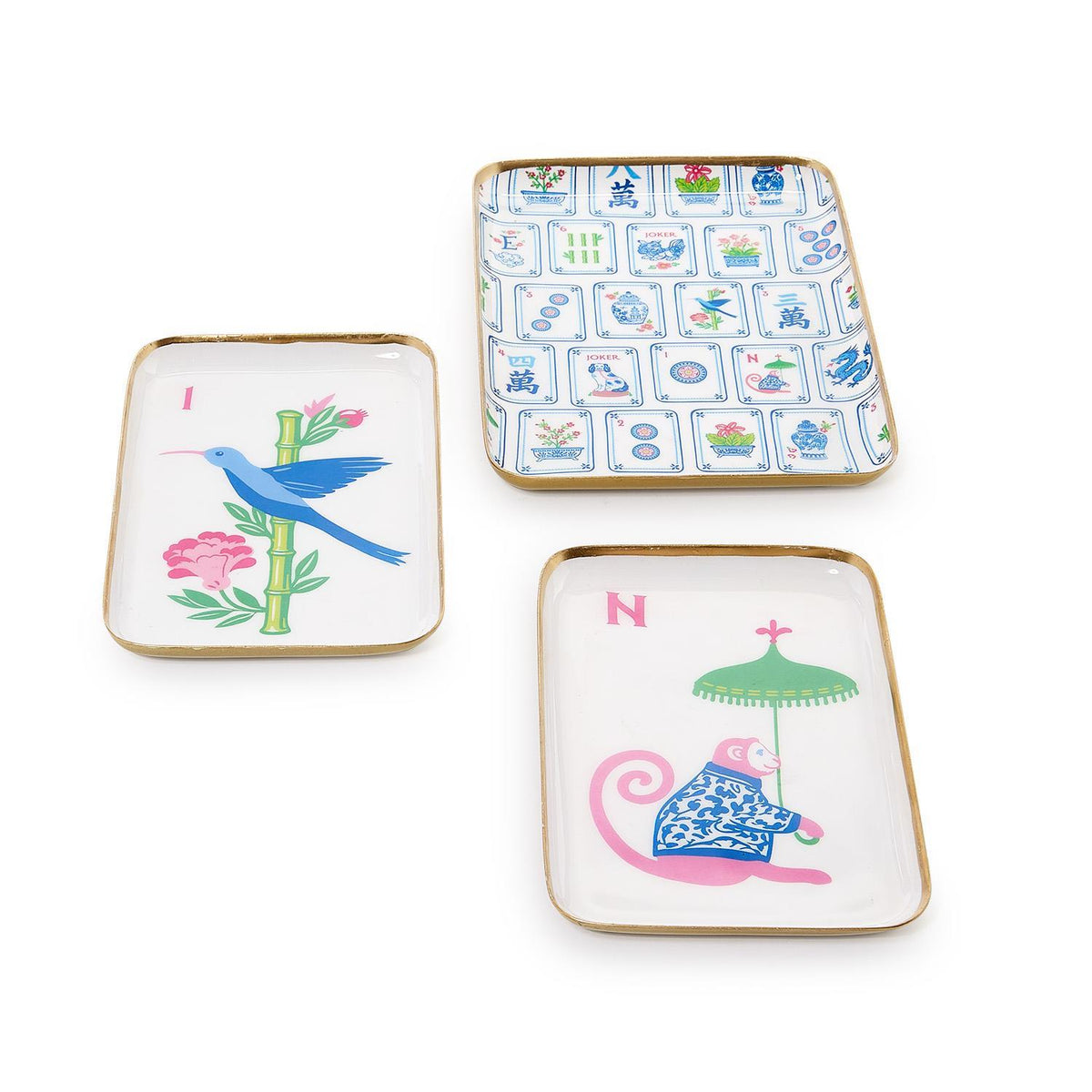 Mahjong trinket trays from above