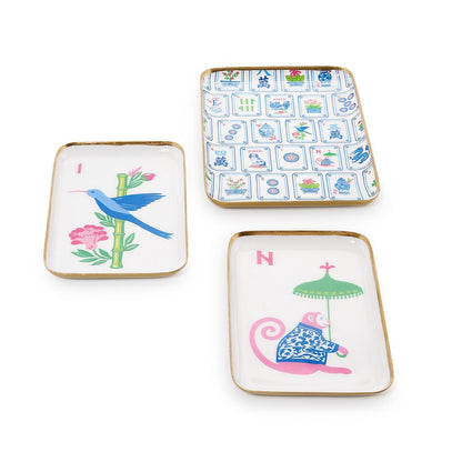 Mahjong trinket trays from above