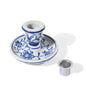 Blue and white chinoiserie taper candleholder with removable silver cup