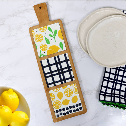 Lemons - 16.5" Bamboo & Ceramic Tile Trivet