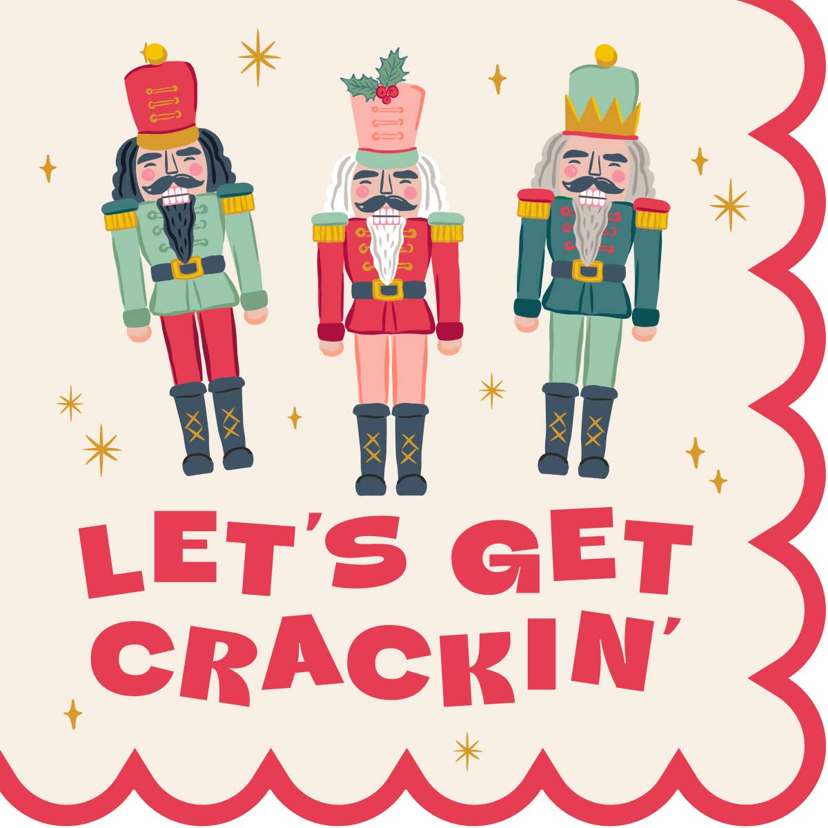 Let's Get Crackin Scallop - Funny Holiday Cocktail Napkins