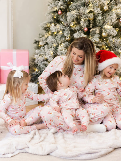 Kids PJ Set, Santa Baby Pink