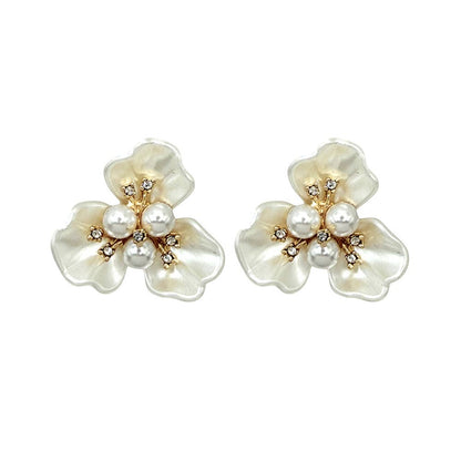 Fornash Gardenia Earrings in ivory - pearl petal flower earrings for brides and bridesmaids
