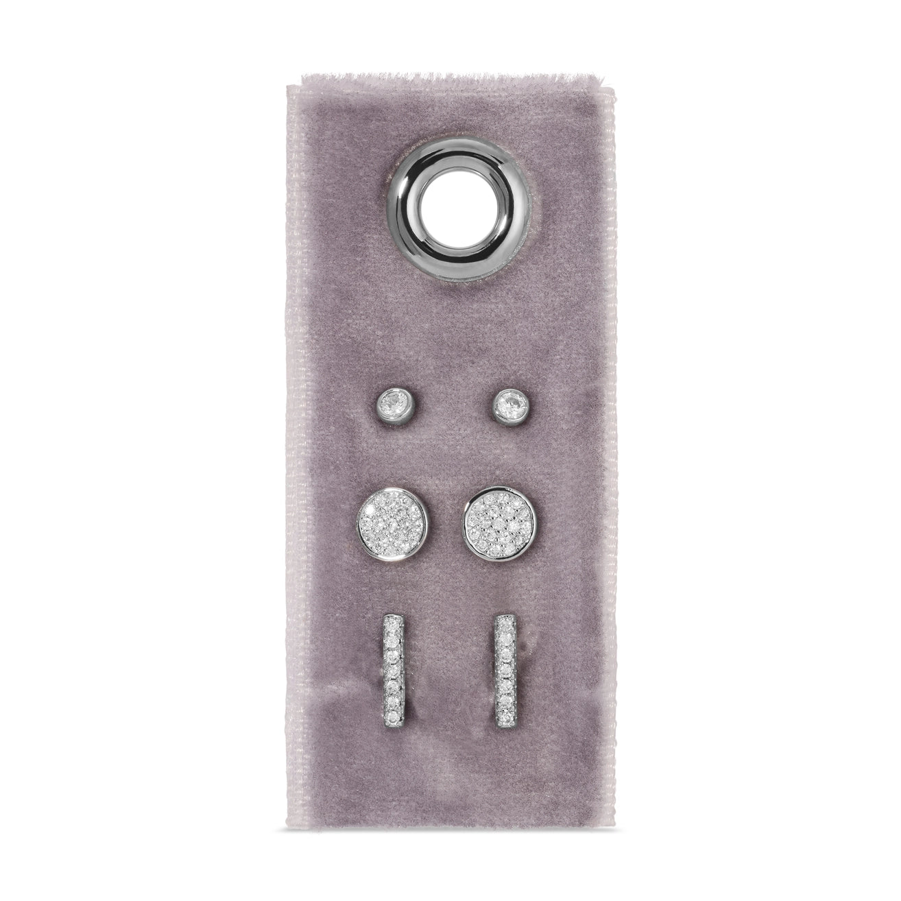 Silver Pavé Velvet Stud Gift Set
