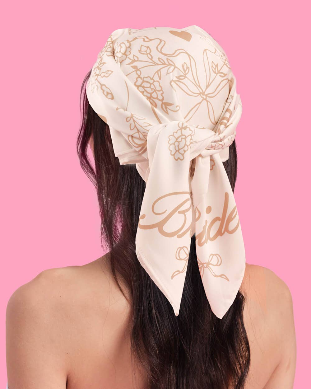 Bride Hair Scarf (White & Tan)