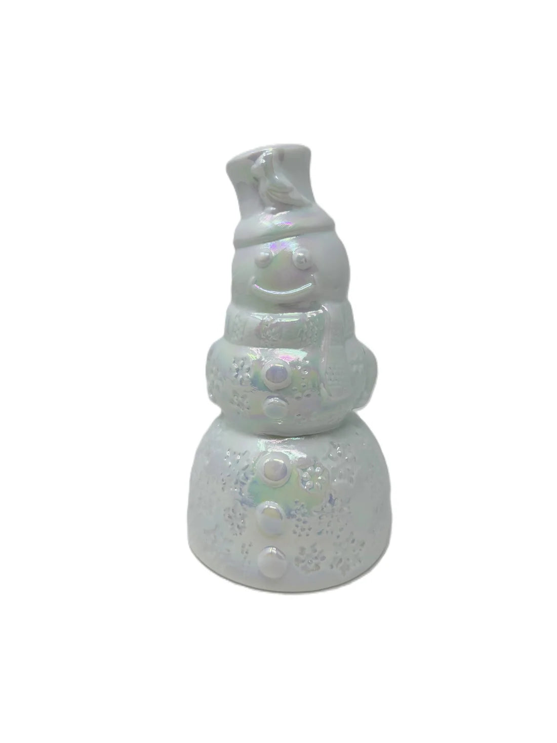 Glass Snowman w/ Cardinal on Hat